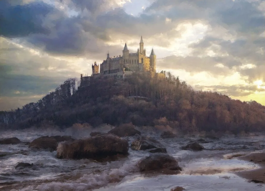 Castelo medieval junto ao mar